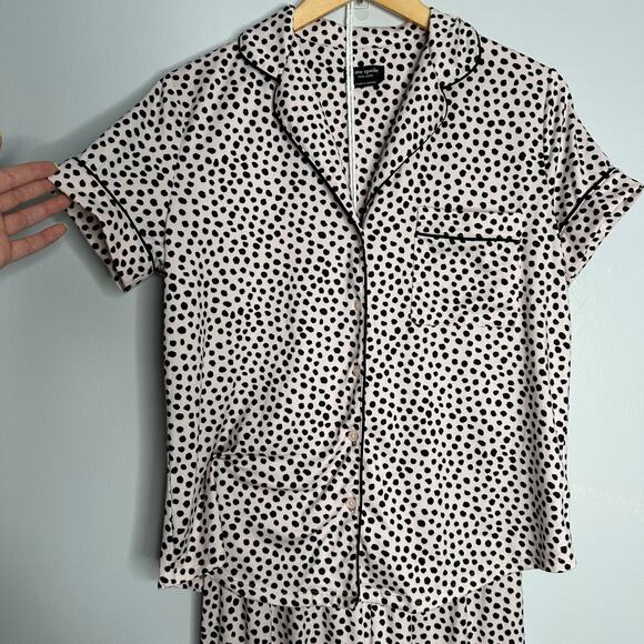 Kate Spade Women's Blush Pink +‎ Black Flamingo Dot 2-Piece Pajama Set Size S - Picture 8 of 8